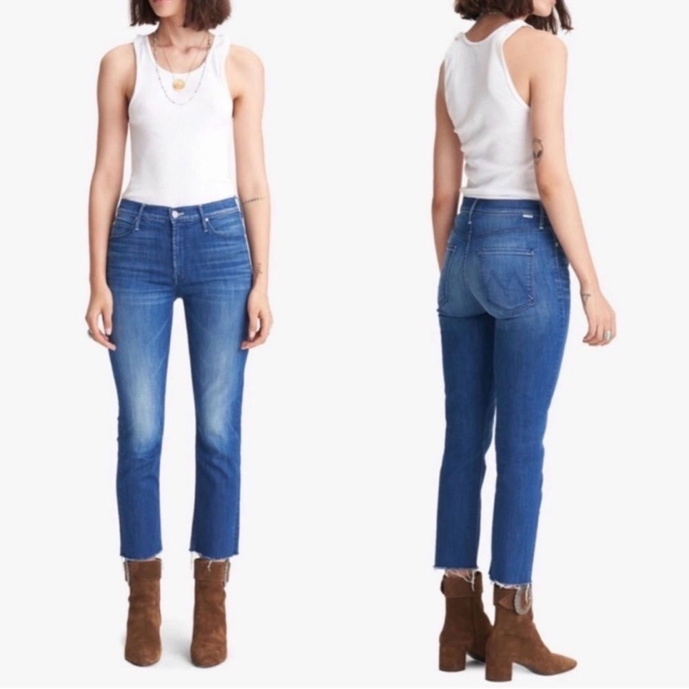 Mother Denim The Mid Rise Dazzler Crop Fray in Squeeze It Sz 25 Streetwear
